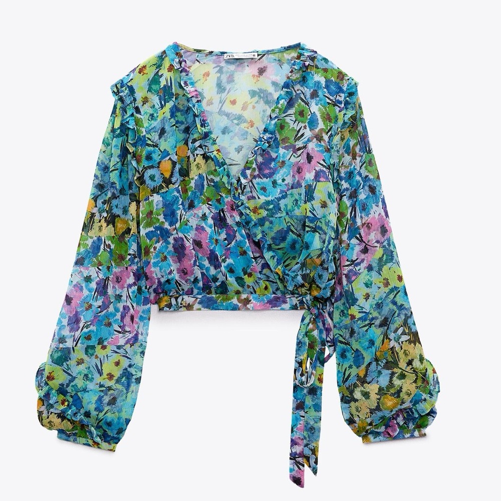Zara - Ruffled Print Blouse